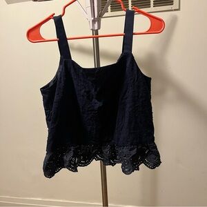 J. Crew Navy Eyelet Tank size 6